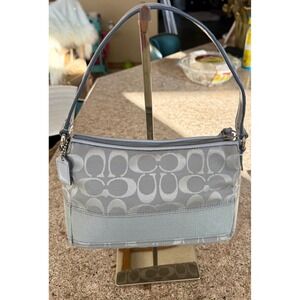 Coach Signature C Monogram Wristlet Pouch Small Grey Silver‎ Shoulder Bag